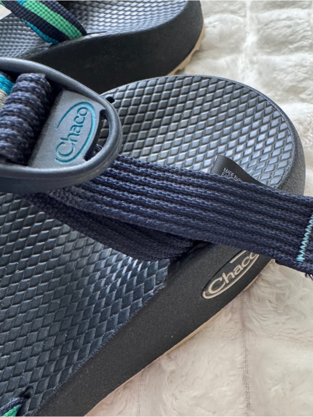 Chaco 9 Tegu Blue & Green Strap Sandals ~ Outdoor Hiking Water Adjustable - Picture 4 of 8